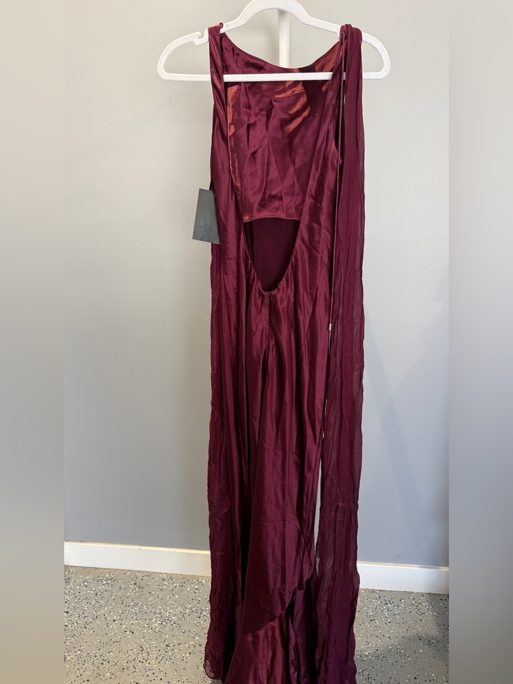 Retrofete Julia Satin Maroon Gown in Port Size Small - Picture 4 of 5